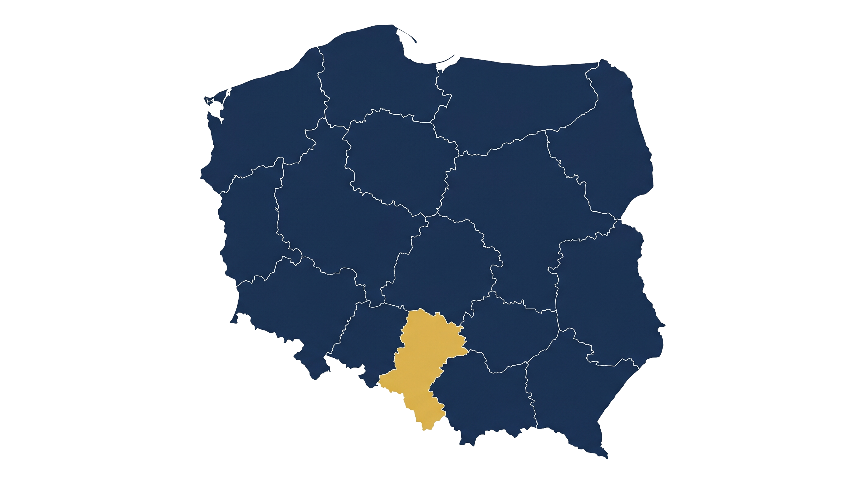 Mapa Polski z wyróżnionym województwem śląskim